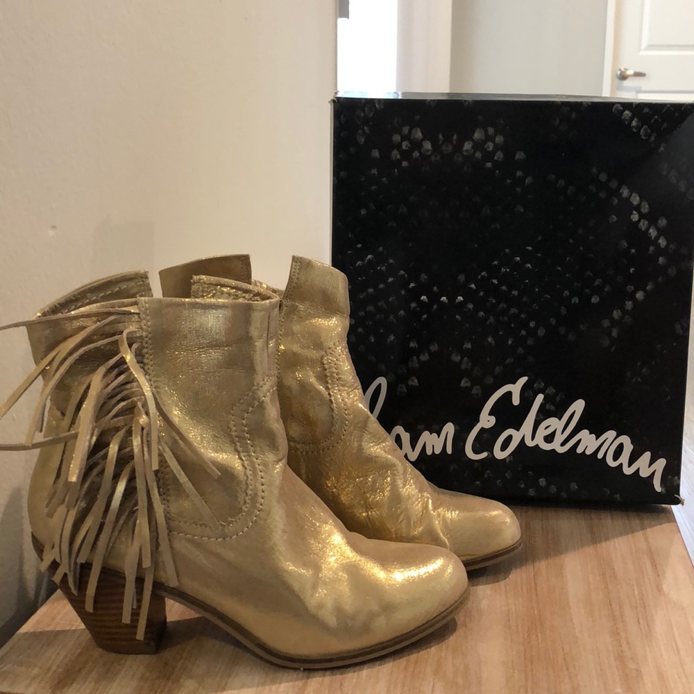 Sam Edelman Sparkly Gold Boots - Size 8